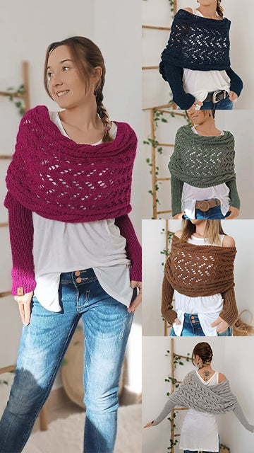 💥Buy 2 Get 10% Off💥Women’s Knitted Cut-Out Shawl Poncho Wrap-17